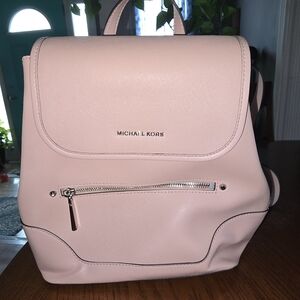 Authentic Michael Kors plush pink backpack handbag